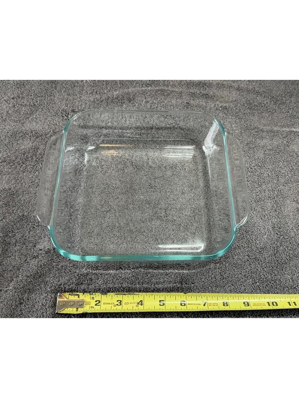 Pyrex 222 Square Glass Baking Dish 8 X 8 X 2 Clear Casserole Pan Aqua Edge